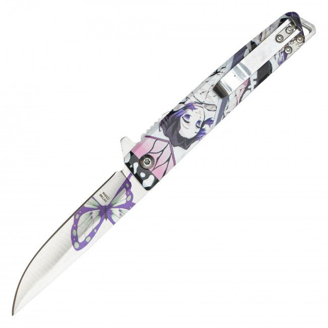 8" Shinobu Kocho Demon Slayer Spring Assisted Folding Pocket Knife EDC