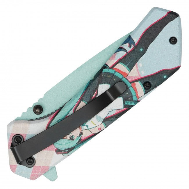 7.75” Hatsune Miku Spring Assisted Folding Pocket Knife EDC