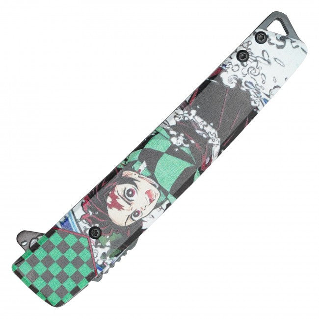8" Tanjiro Demon Slayer Spring Assisted Folding Pocket Knife EDC