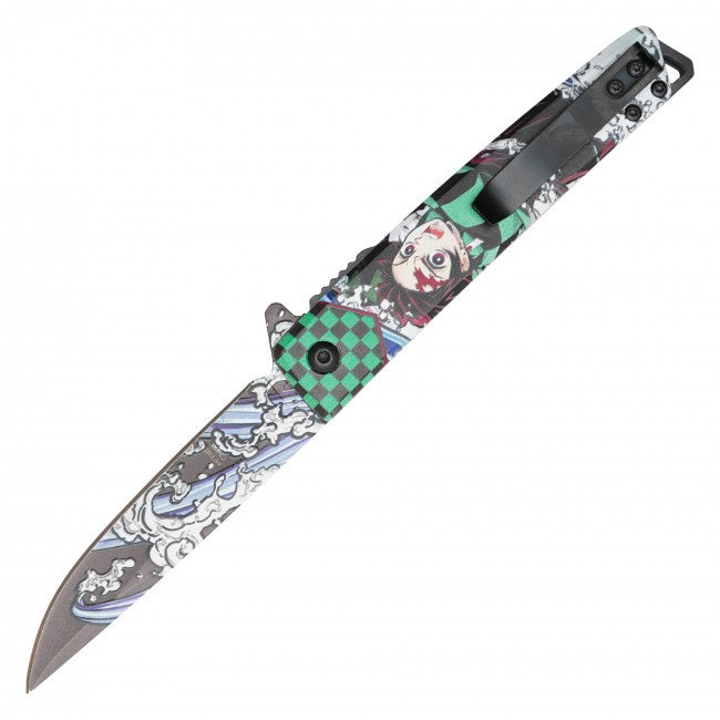 8" Tanjiro Demon Slayer Spring Assisted Folding Pocket Knife EDC