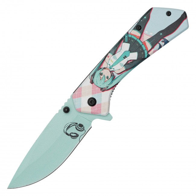 7.75” Hatsune Miku Spring Assisted Folding Pocket Knife EDC