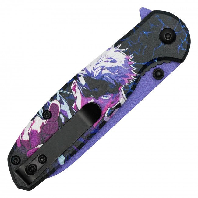 7.5” Satoru Gojo Jujutsu Kaisen Spring Assisted Folding Pocket Knife EDC