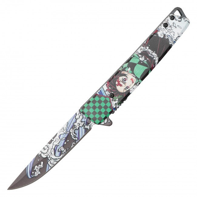 8" Tanjiro Demon Slayer Spring Assisted Folding Pocket Knife EDC