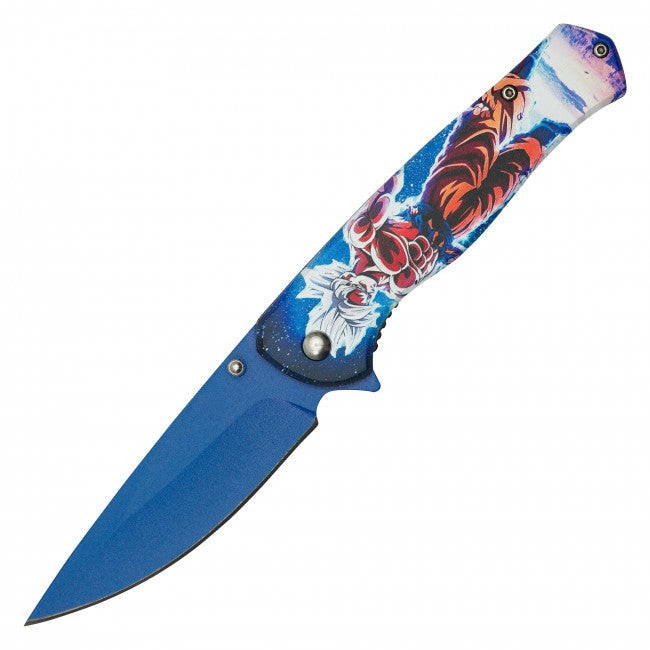 8” Goku Ultra Instinct Spring Assisted Folding Pocket Knife EDC