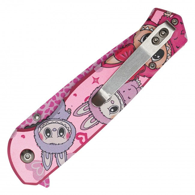 8” Pink Labubu Spring Assisted Folding Pocket Knife EDC