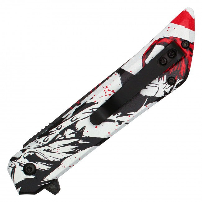 8" Red Haired Shanks One Piece Spring Assisted Folding Pocket Knife EDC