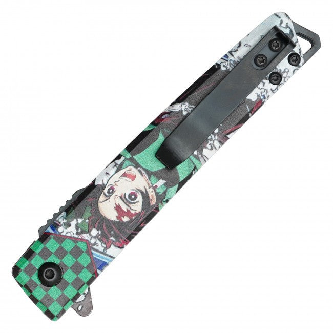 8" Tanjiro Demon Slayer Spring Assisted Folding Pocket Knife EDC