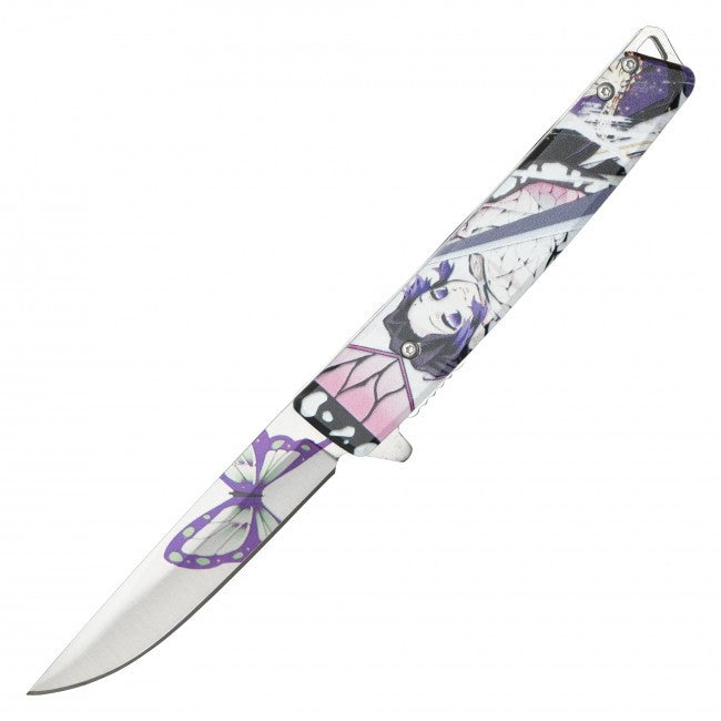 8" Shinobu Kocho Demon Slayer Spring Assisted Folding Pocket Knife EDC