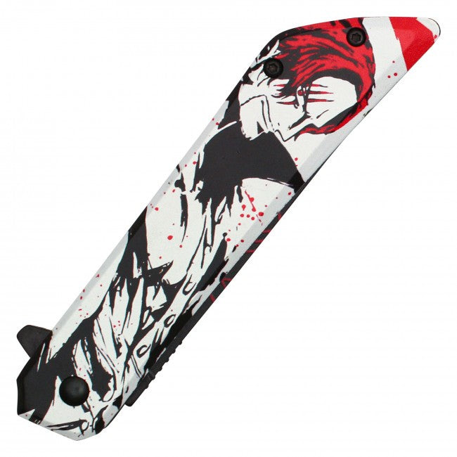 8" Red Haired Shanks One Piece Spring Assisted Folding Pocket Knife EDC